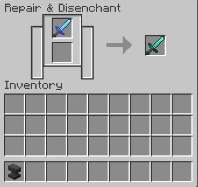 remove enchantments in Minecraft using grindstone